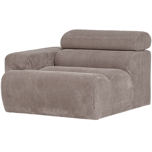 WOOOD 1-zits element bank arm rechts Novi - Ribstof - Zand - 86x109x113