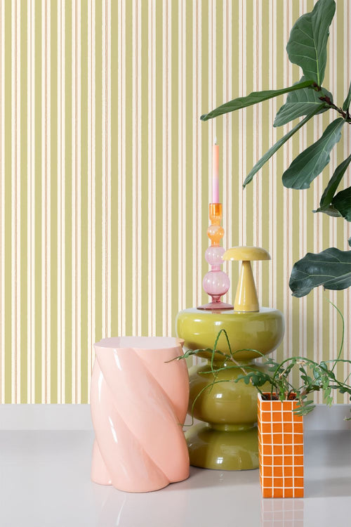 ESTAhome behang strepen groen en bruin - 50 x 900 cm - 131962