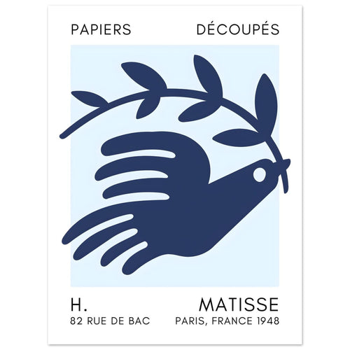 Artfulprints  Matisse – Peace dove navy blue I   poster 30x40 cm - vtwonen shop