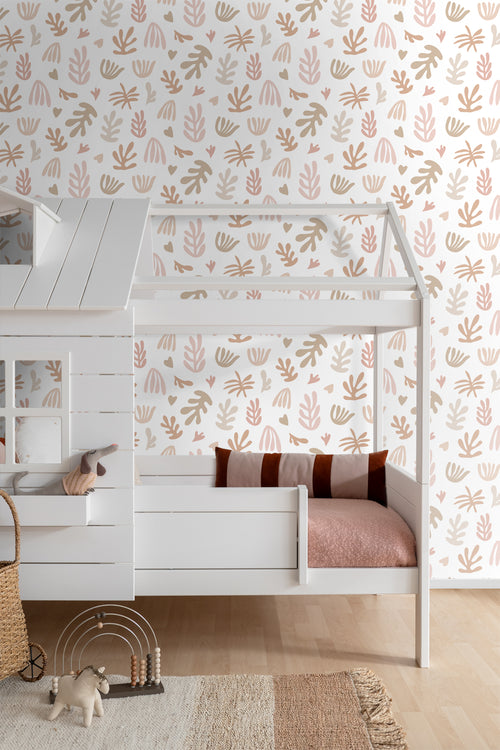 ESTAhome behang planten in Matisse stijl beige, roze en wit - 50 x 900 cm - 131017 - vtwonen shop