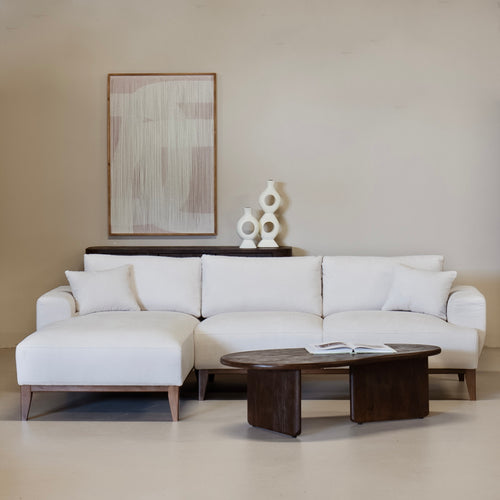 Giga Meubel Chaise Longue Bank Bordeaux - 3-Zits - Links - Beige