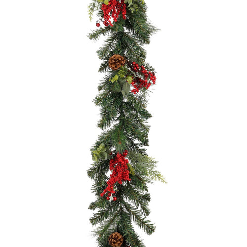 Mica Decorations Harvey Guirlande met Dennenappels - L180 x B15 x H11 cm - Groen, Rood