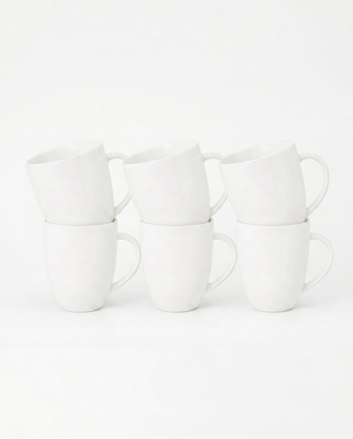 vtwonen - Basic - mokken set van 6 - porselein - wit - 275 ml