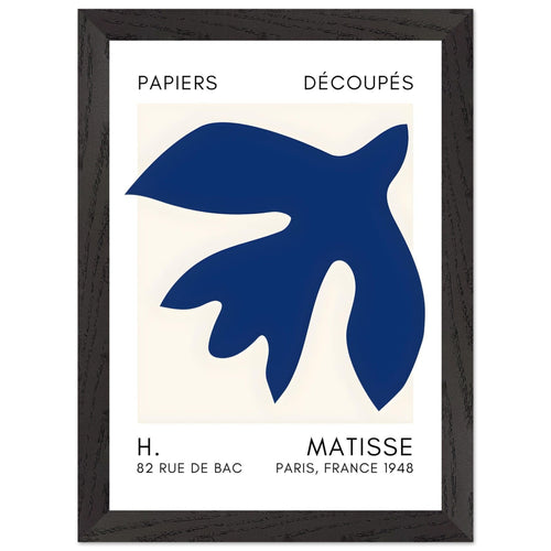 Artfulprints Poster met Lijst Matisse – Floating forms navy blue II   - A4 21x29.7 cm - Blauw