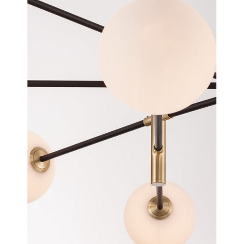 Merano Cranbrook 8-lichts multi-arm hanglamp satijn goud, zwart metaal wit opaal glas LED G9 220 Volt