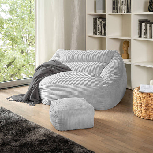 Home Deluxe zitzak COSY lichtgrijs incl. krukje - vtwonen shop