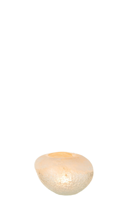 J-Line theelichthouder Bol - glas - beige