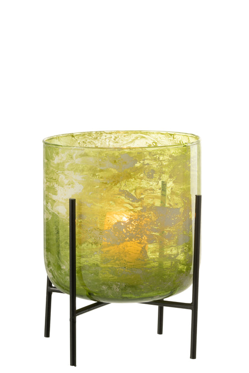 J-Line windlicht Staand Marmer - glas/ijzer - groen - large - vtwonen shop