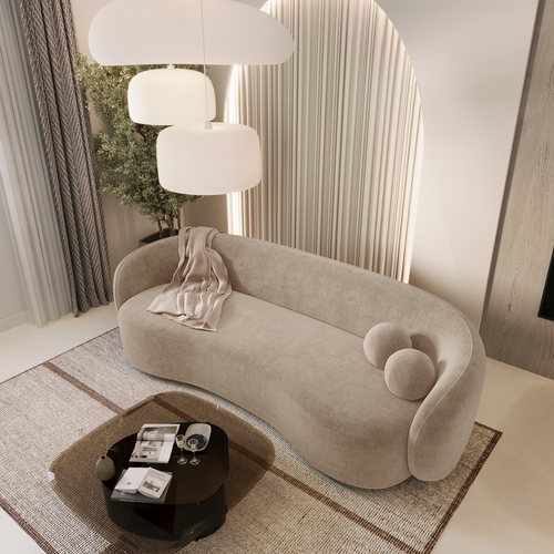 Sia Home - Rechte slaapbanken KATE - Zacht aanvoelende geweven stof - Mol - 210cm