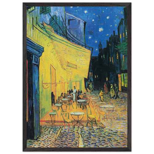 Artfulprints Poster met Lijst Vincent van Gogh - Caféterras bij nacht   - 50x70 cm - Meerkleurig