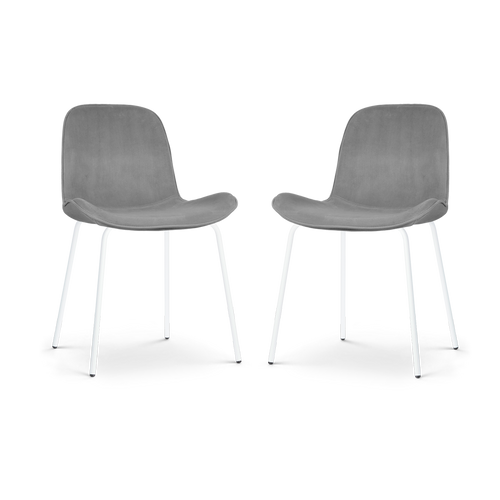 Nolon Nora-Fé Eetkamerstoelen Set van 2 - Velvet Grijs - Witte Poten - vtwonen shop