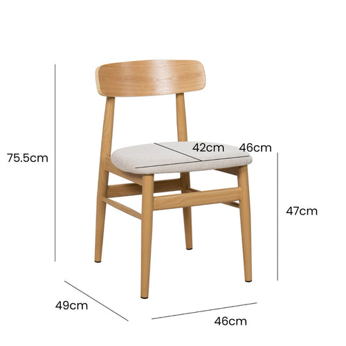 Giga Meubel Eetkamerstoel Liza - Stof/Metaal - Naturel/Beige - Set van 2 - vtwonen shop