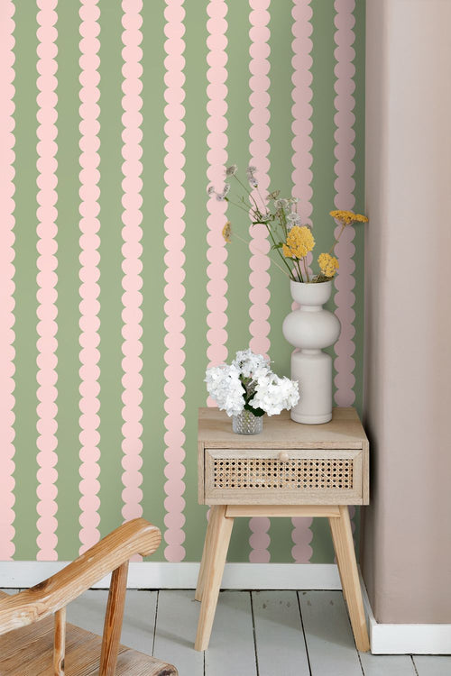 ESTAhome behang grafische print licht roze en groen - 0.53 x 10.05 m - 132138
