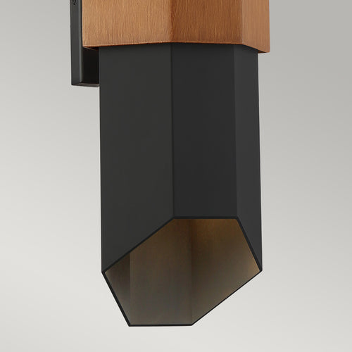 Elstead Quoizel Chasm Outdoor Up Down Wandlamp Mat Zwart (met geschilderde houtlook band), 3000K, IP44