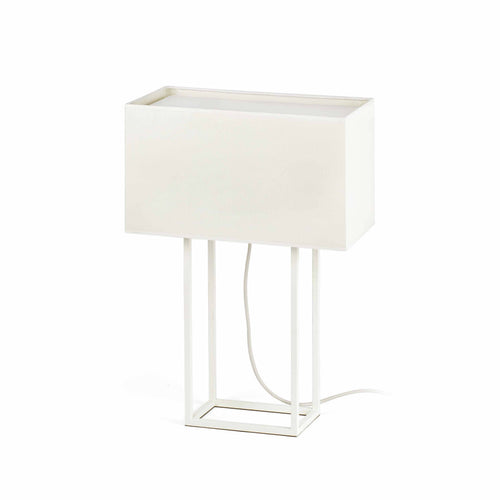 Faro Vesper - 2 Lichts Tafellamp Wit met Beige Kap, E27