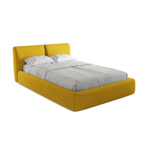 LaMiaSofa Bed met opbergruimte Milano - chenille stof - mosterd - 160x228x82