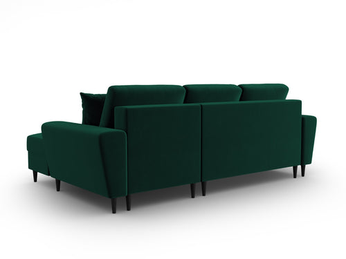 Cosmopolitan Design Converteerbare hoekbank rechts met opbergdoos Kyoto 4-zits, flueel flessengroen - 145x241x88cm