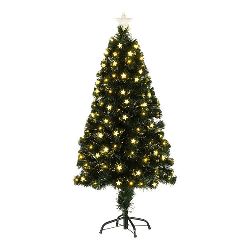 Luca Lighting Mercury Kerstboom met Fibre Optic Verlichting - Kerstversiering voor Binnen met 135 LED Lampjes - Kunstboom Rond met Sterrenpiek - H120