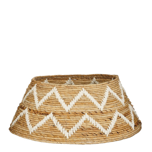 Mica Decorations Kerstboomrok - H25 x Ø50 cm - Bananenblad - Bruin, Wit