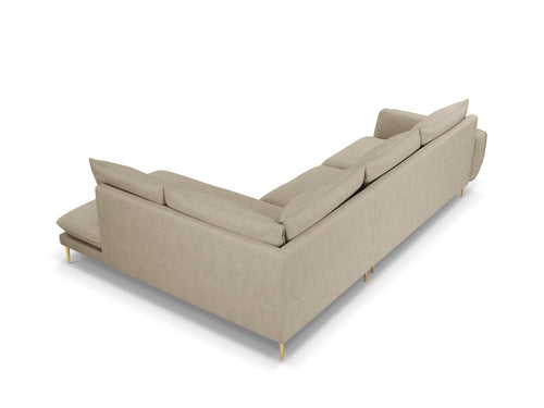 Cosmopolitan Design rechter hoekbank Vienna 6-zits, structurele stof, beige - 185x275x95cm
