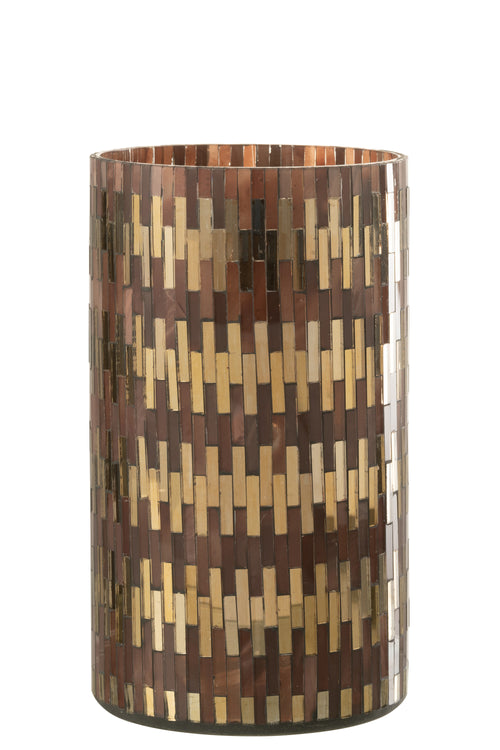 J-Line windlicht Chic - glas - bruin/goud - extra large