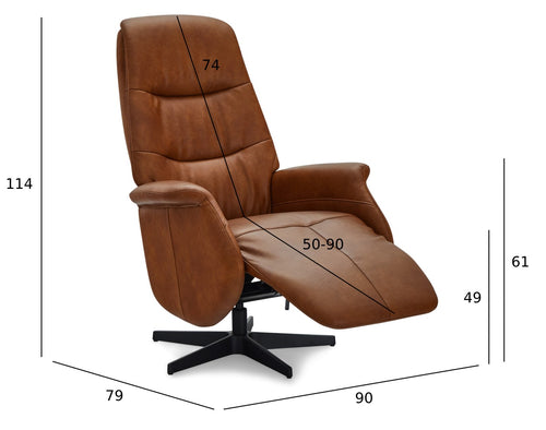 Furnhouse relaxfauteuil Delta - Cognacbruin - Draaibaar - 79x90x114