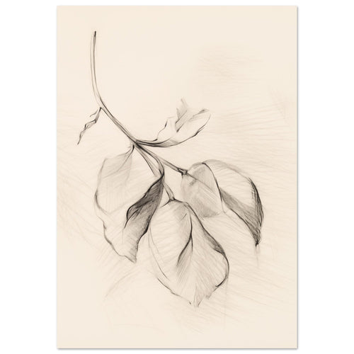 Artfulprints Poster met Lijst Botanical branch   - 70x100 cm - Zwart / Wit