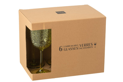 J-Line wijnglas - kunststof - groen - doos van 6