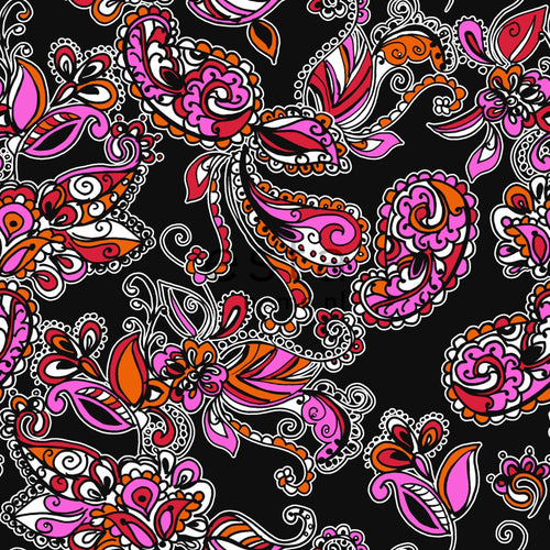ESTAhome behang funky bloemen en paisleys zwart en rood - 53 cm x 10.05 m - 136842
