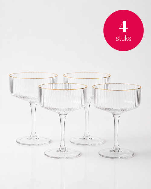 vtwonen Champagneglazen - set van 4 - met Gouden Rand