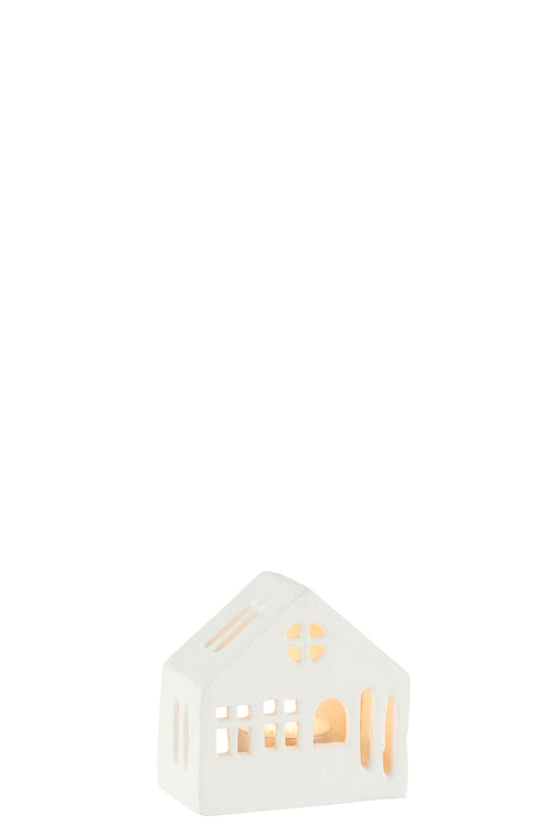J-Line theelichthouder Huis - aluminium - wit - vtwonen shop