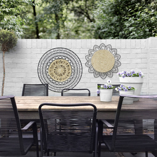 Art for the Home Metal Art - Bloem met rotan - diameter 47cm - vtwonen shop