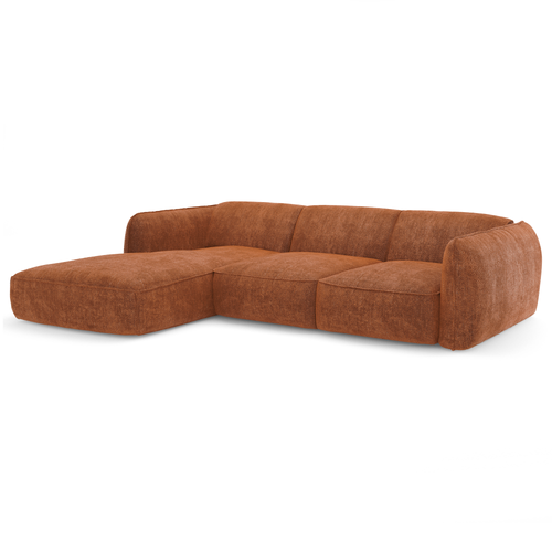 Sia Home - Hoekbanken links LIVIA - Fluweel weefsel - Terracotta - 272cm