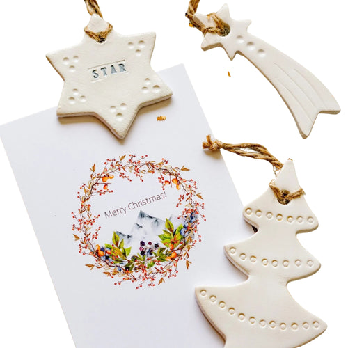 The Plastic Free Co giftset keramische kerstboomhangers - wit - vtwonen shop