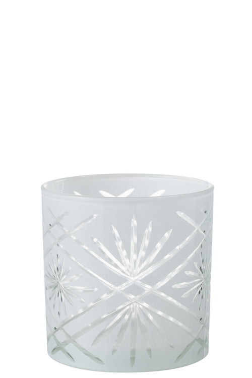 J-Line windlicht Santorini - glas - wit - large