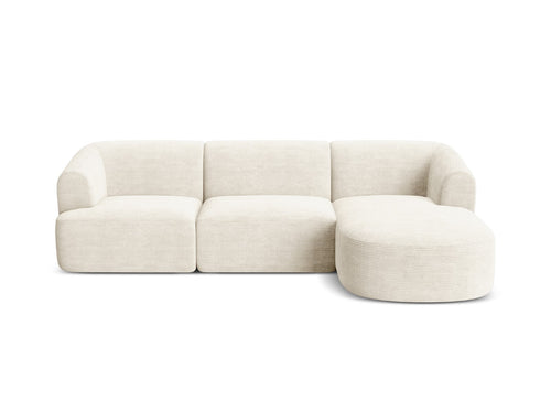 Cosmopolitan Design Modulaire hoekbank rechts Campi 4-zits, ribfluwelen ivoor - 156x256x70cm