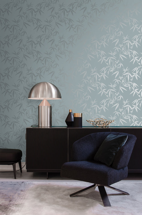 Origin Wallcoverings behang bamboe bladeren blauw - 0,53 x 10,05 m - 347737 - vtwonen shop