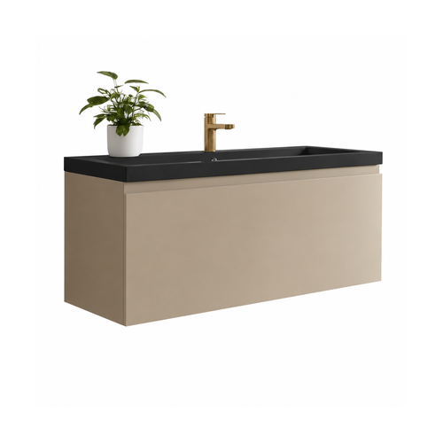 LOMAZOO badkamermeubel Modena - zwevend - zwart - greige - 100 cm