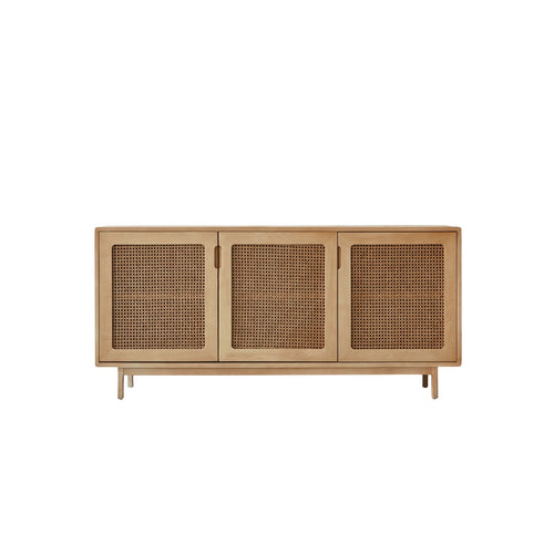 Tikamoon Luis - Buffet van massief iepenhout en rieten vlechtwerk 160 cm - Naturel
