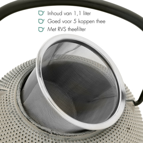 Bredemeijer - Theepot Jang 1,1L gietijzer betongrijs