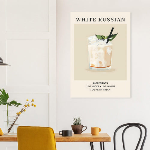 Artfulprints  White Russian cocktail - Ingrediënten   poster 70x100 cm - vtwonen shop