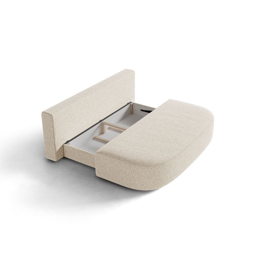 Cosmopolitan Design - Slaapbank met opbergdoos Sophia 3-zits, structurele stof lichtbeige - 110x202x89cm