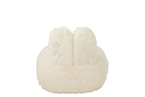 J-Line kruk Fur Bunny Ears - hout - wit