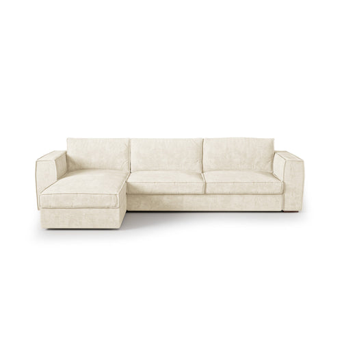 Premium Interiors - Hoekbank (links) MIKA - zacht aanvoelende geweven stof crème 292cm