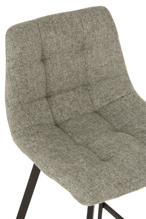 J-Line barstoel Stephane - textiel/metaal - grijs - 2 stuks