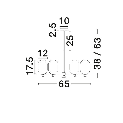 Nova Luce BALOR Hanglamp met meerdere armen, wit, messing goud, LED G9 6x5W