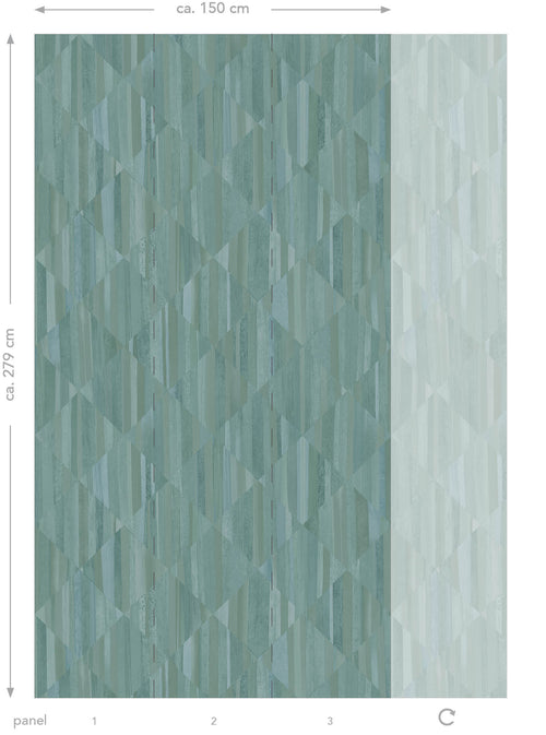 Origin Wallcoverings fotobehang 3D-houtmotief blauwgroen - 1,5 x 2,79 m - 357299 - vtwonen shop