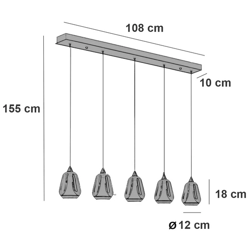 Highlight hanglamp Tromba - 5 lichts - 108  x 155   cm - amber zwart - vtwonen shop