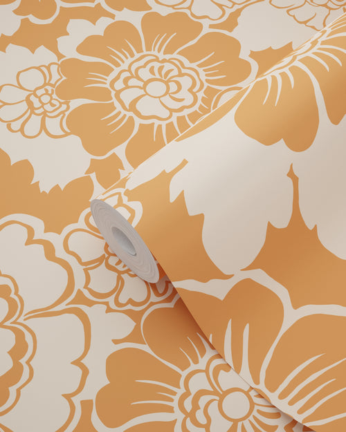ESTAhome behang retro bloemen oranje - 50 x 900 cm - 131524 - vtwonen shop