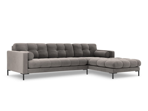 Cosmopolitan Design rechter hoekbank Bali 5-zits, flueel, lichtgrijs - 185x293x75cm